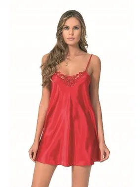 Ahu Lingerie Kırmızı Kısa Saten Gecelik Ahu Primoda Prm-5